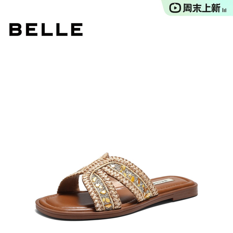 Belle Woven Vacation-Style Beach Slippers for Women, 2026 Summer New Mall Same Style Outdoor Slippers F3Z1Dbt6