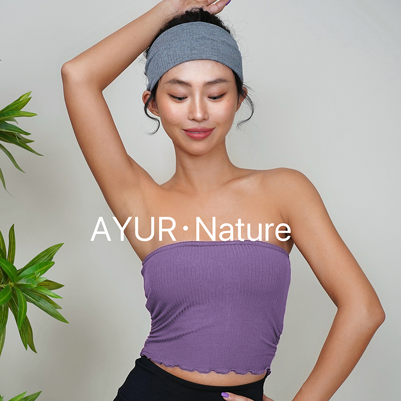 【Ayur•Nature】Nude-Feel Anti-Slip Sports Yoga Tube Top*Thin Cotton with Anti-Slip Strips 8803