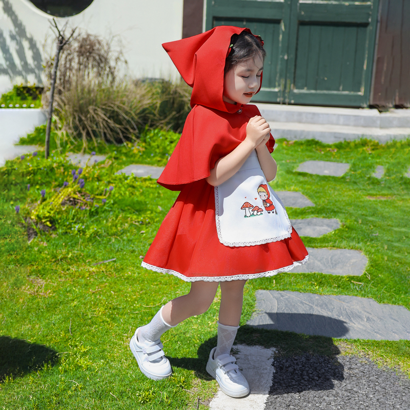 Children's Performance Costume Little Red Riding Hood Cosplay Costume from Fairy Tale Character Lolita Catwalk Outfit for Girls