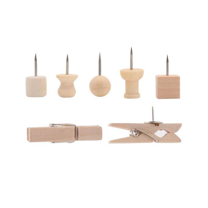 30 pieces of original wood art word thumbtack creative table desktop notepad soft board felt map photo wall press nail box