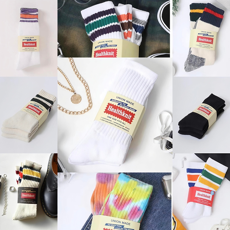 In Stock Healthknit Popeye Limited Edition High-Top Long Socks for Men and Women, Striped 3-Pair Pack Sports Socks
