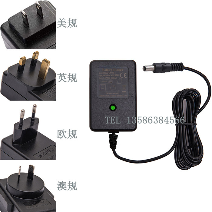 Запчасти для детского транспорта 圆孔通用遥控玩具车6v/12v充电器，美.英.澳.欧规的电池充电器 21st scooter