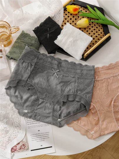 Japanese Lace Panties for Women, Pure Cotton, Antibacterial, Seamless, Tummy Control, Thin Style, New Mid-Waist, Pure Desire, Sexy Triangle Panties