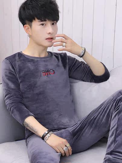 Japanese Velvet Thermal Underwear for Men, Winter Anti-Cold Heating Base Layer, Fleece-Lined and Thickened Autumn Clothing Set