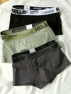 Trendy Brand Men's Underwear, Pure Cotton, Antibacterial, Mid-Waist Boxer Briefs, Comfortable, Breathable, Quick-Drying Sports Boxer Shorts for Teenagers