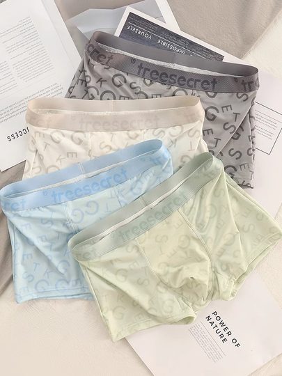 Japanese Men's Ice Silk Underwear Summer Thin Boxer Briefs Youth Trendy Personality Pure Cotton Crotch Antibacterial Boxer Shorts