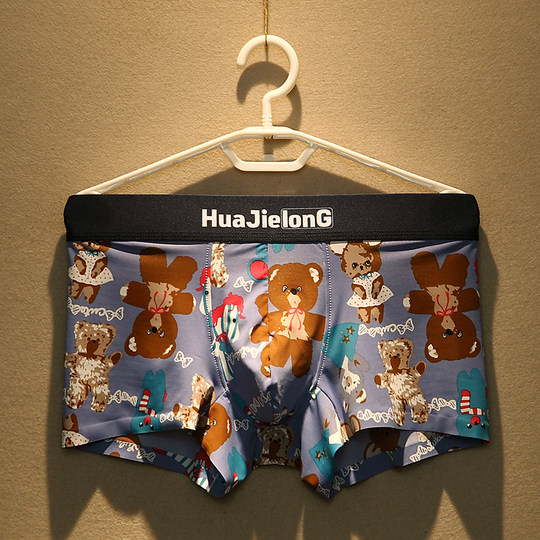 Japanese Men's Ice Silk Seamless Antibacterial Boxer Shorts, Trendy Cartoon Anime Style for Young Men
