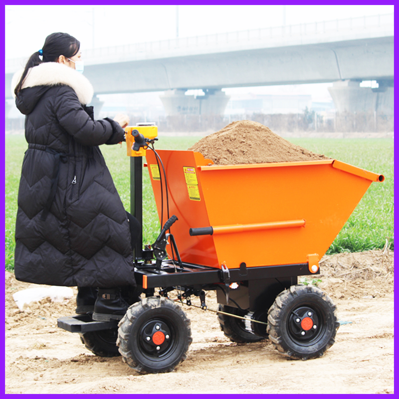 Construction site electric hand push handling three or four wheels gray bucket truck agricultural pulling goods feeding feeding breeding dump truck stainless steel