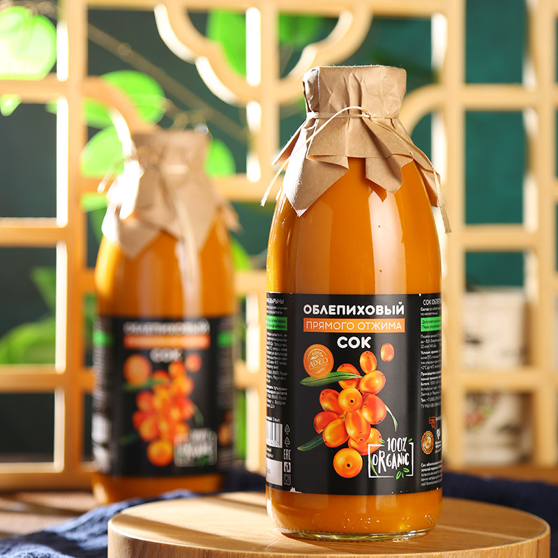 Russia imports 100 sea buckthorn juice pure sea buckthorn juice raw pulp no cane sugar 0 fat no added VC drink drink