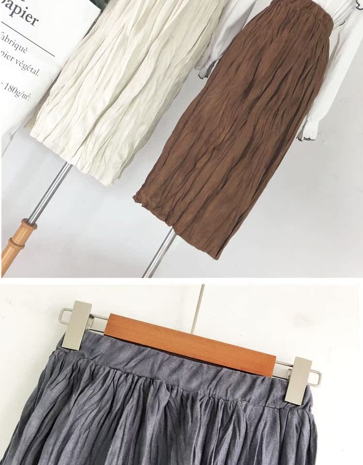Chic deerskin xếp li váy nửa chiều dài thời trang váy nhăn sóng đàn hồi cao eo thẳng váy mùa thu đông chân váy len đuôi cá