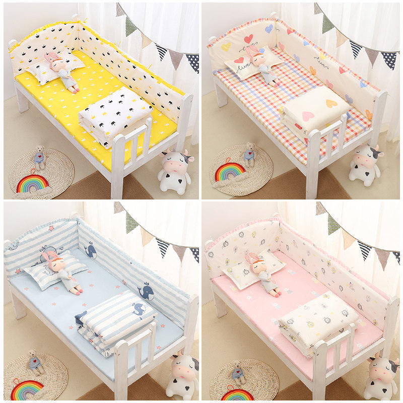 Custom baby bed bed circumference Pure cotton baby bedding Anti-collision splicing soft bag retaining cloth Children's bed circumference can be removed and washed in summer