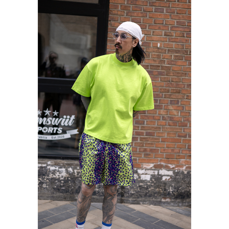 Currahee Men's Casual Fashion Trendy Loose Summer Leopard Print Shorts Beach Shorts