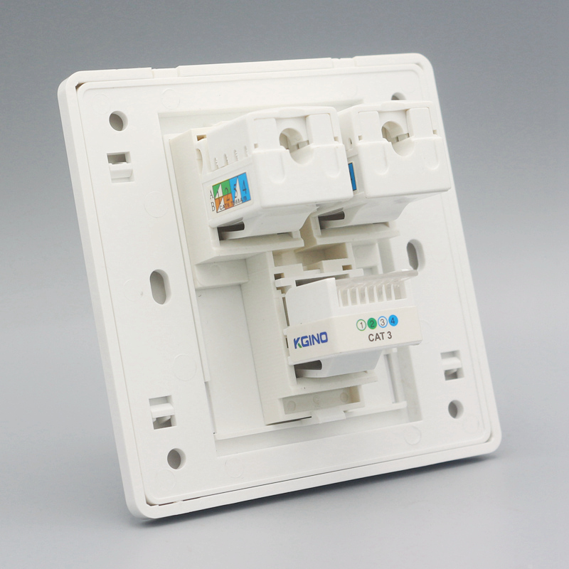 Type 86 2 CAT6 networks plus 1 phone panel with network cable Telephone line module Gigabit computer voice socket