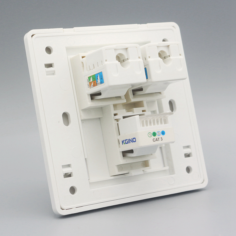 Type 86 2 six-class network plus 1 telephone panel contains network cable telephone line module Gigabit computer voice socket