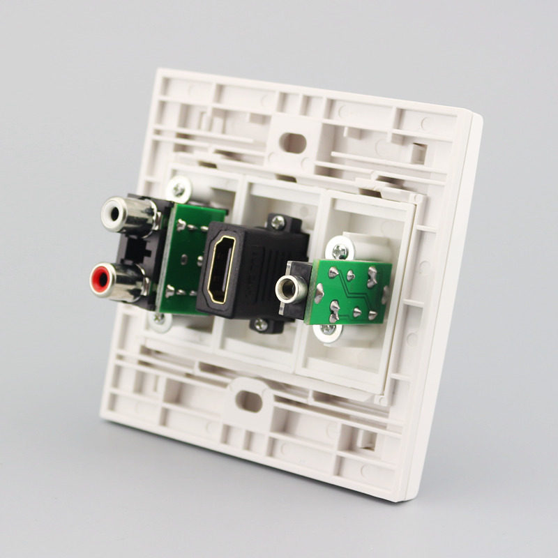 Type 86 dual-hole audio HDMI HD 3 5mm headphones Straight plug sockets AV lotus audio panel