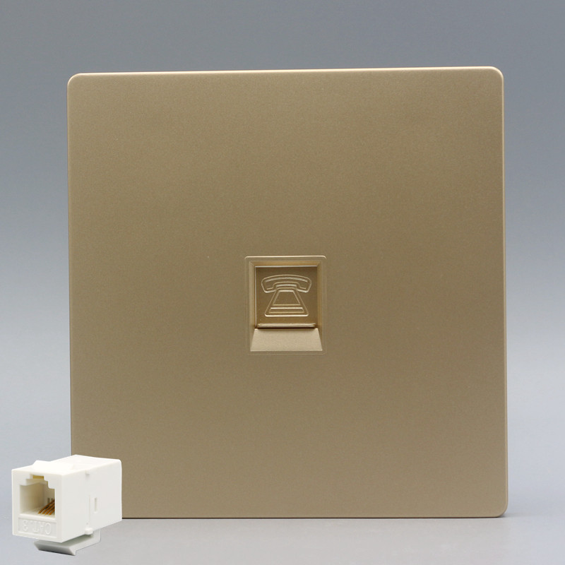 Champagne Golden 86 Type single-mouth voice phone Straight-inserted panel CAT3 Phone module Mother-to-mother telephone line socket