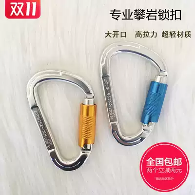 Professional outdoor downhill equipment D-type silk buckle lock quick-Hanging Rock climbing main lock mountaineering buckle automatic lock safety hook