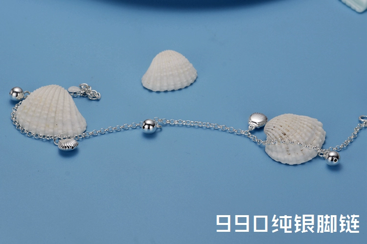 Vòng chân nữ sterling bạc 990 bạc nguyên chất phiên bản Hàn Quốc của cỏ bốn lá chuông sinh viên gợi cảm dành cho người lớn chuỗi mắt cá chân trang sức để gửi cho bạn gái