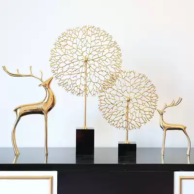 Pure copper deer living room ornaments light luxury TV cabinet decoration model room porch wine cabinet craft gifts decoration new Chinese decorations