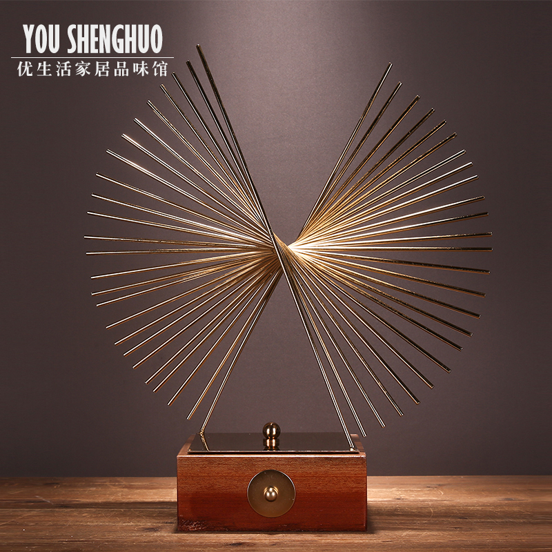 New Chinese Metal Fittings Sculpture Hotel Club Gallery Gold Light Luxury Gift Decoration