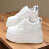 Genuine Leather Fleece-Lined 12cm Thick-Soled White Sneakers for Women 10cm Height-Increasing Cotton Shoes with Ultra-High 14cm Platform Casual Shoes