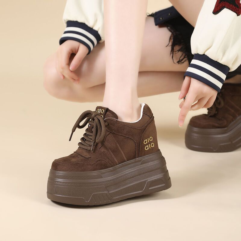 12cm Thick-Soled Casual Shoes for Women, Ultra-High Heels for Petite Individuals, Melard Platform Shoes, 10cm Yellow Lace-Up Height-Increasing Single Shoes 12cm Thick-Soled Casual Shoes for Women, Ultra-High Heels for Petite Individuals, Melard Platform Shoes, 10cm Yellow Lace-Up Height-Increasing Single Shoes