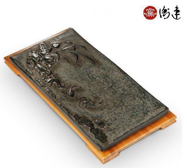Taiwan balance even tea set blue stone tea tray tea Taiwan tea sea drainage Kung Fu tea tray silver carp lotus years have fish