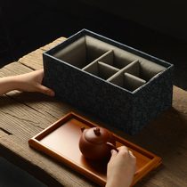 Jinyi One Pot Two Cups and Four Cups Box Exquisite and Elegant Brocade Fabric Box One Pot and Multiple Cups Storage Packaging Tray Gift Box