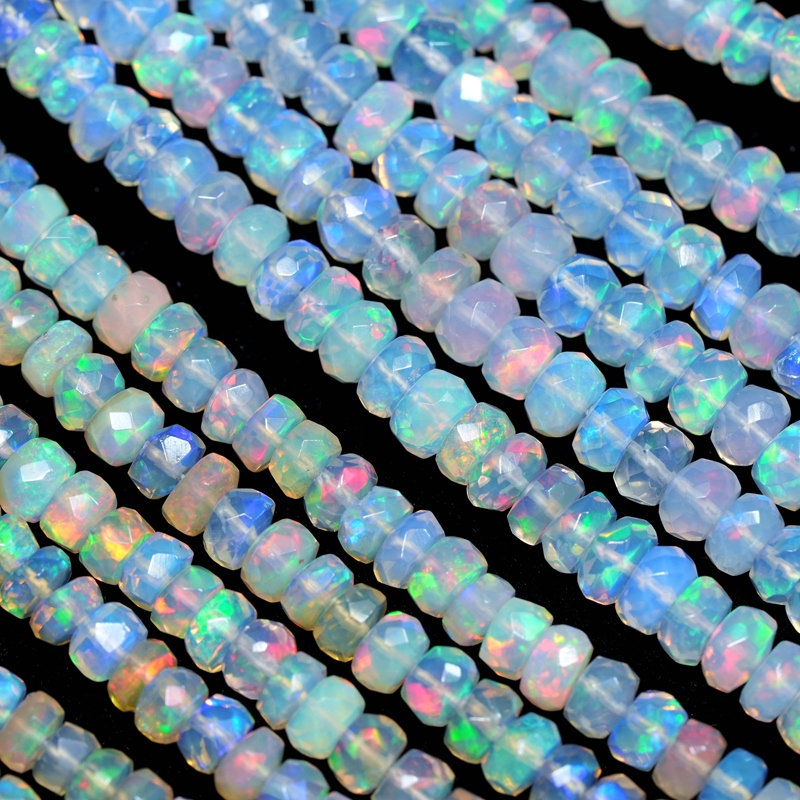 Natural High-Quality Semi-Transparent Cold Base/Honey Base Opal Faceted Disc Beads DIY Semi-Finished Products