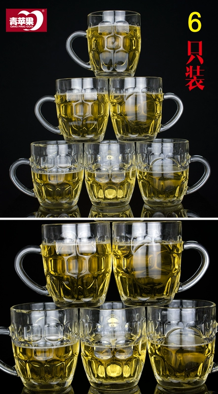 Green Apple Bia Mug Bia Glass Cup Hộ gia đình Không Cover Super Creative Ribbon 500ml Dứa Cup 6 - Tách