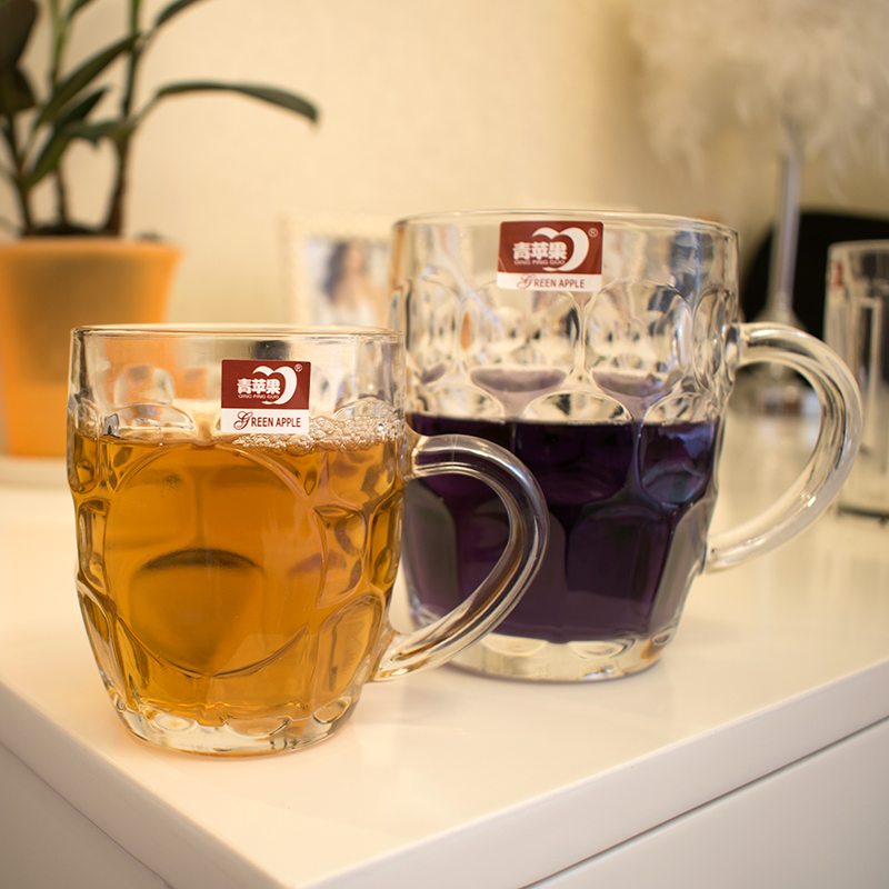 Green Apple Bia Mug Bia Glass Cup Hộ gia đình Không Cover Super Creative Ribbon 500ml Dứa Cup 6 - Tách bình thủy tinh đựng nước