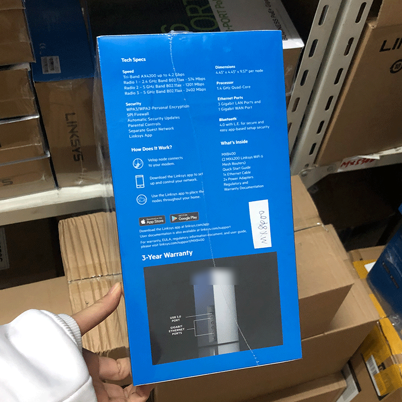 LINKSYS front VELOP 3-band full WIFI6 router MESH distributed wireless cover MX8400