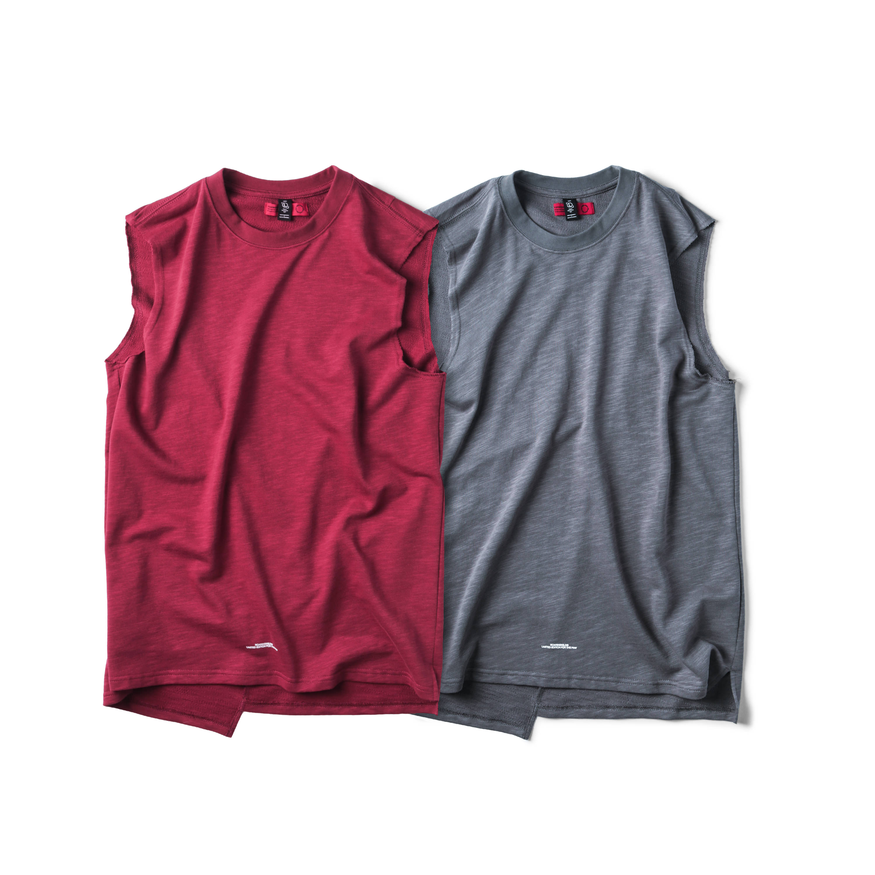 ROARINGWILD 17SS OBLIQUE / C-CREW 枣红色/深灰色斜裁无袖背心