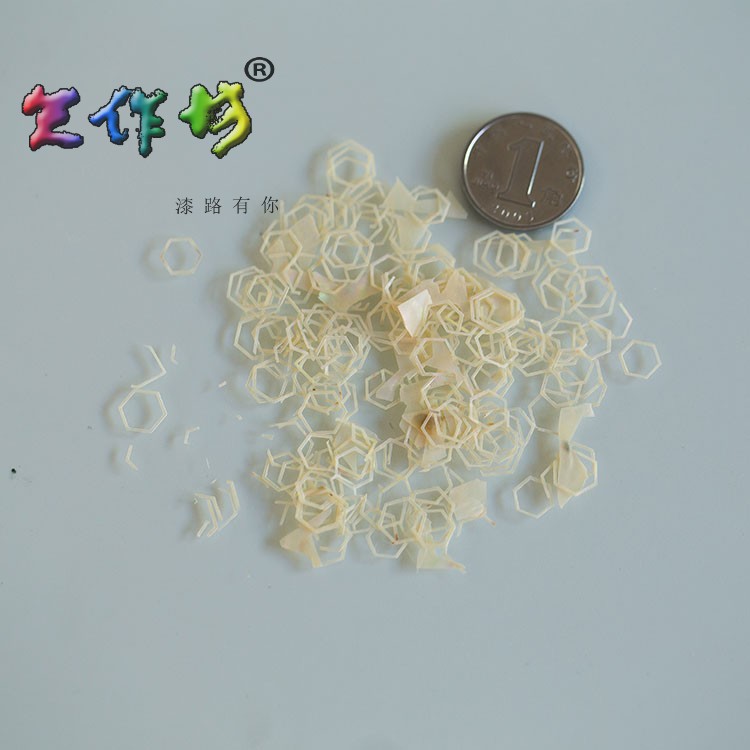 Sky Workshop Lacquer Painting Lacquer Lacquer Lacquer Art Material Natural Great Lacquer Cashew Cashew Lacquer Inlaid Korean snail Narrow Hexagon type 2 pieces