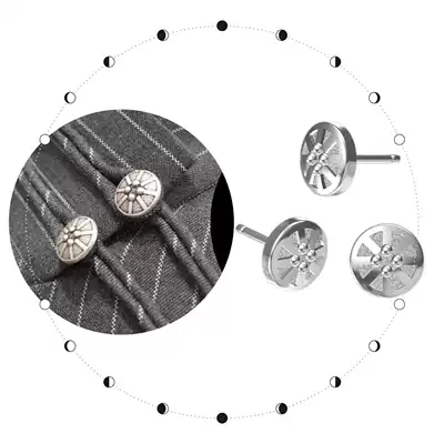 2019 new Zhang Yunlei coat button ear needle 925 sterling silver nine braids Zhang Yunlei Yang Jiulang ear needle peripheral