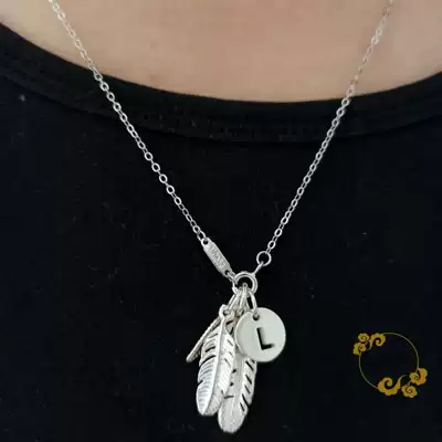 Zhang Yunlei 925 Sterling silver Key Pendant Necklace Feather Pendant Clavicle Pendant Necklace