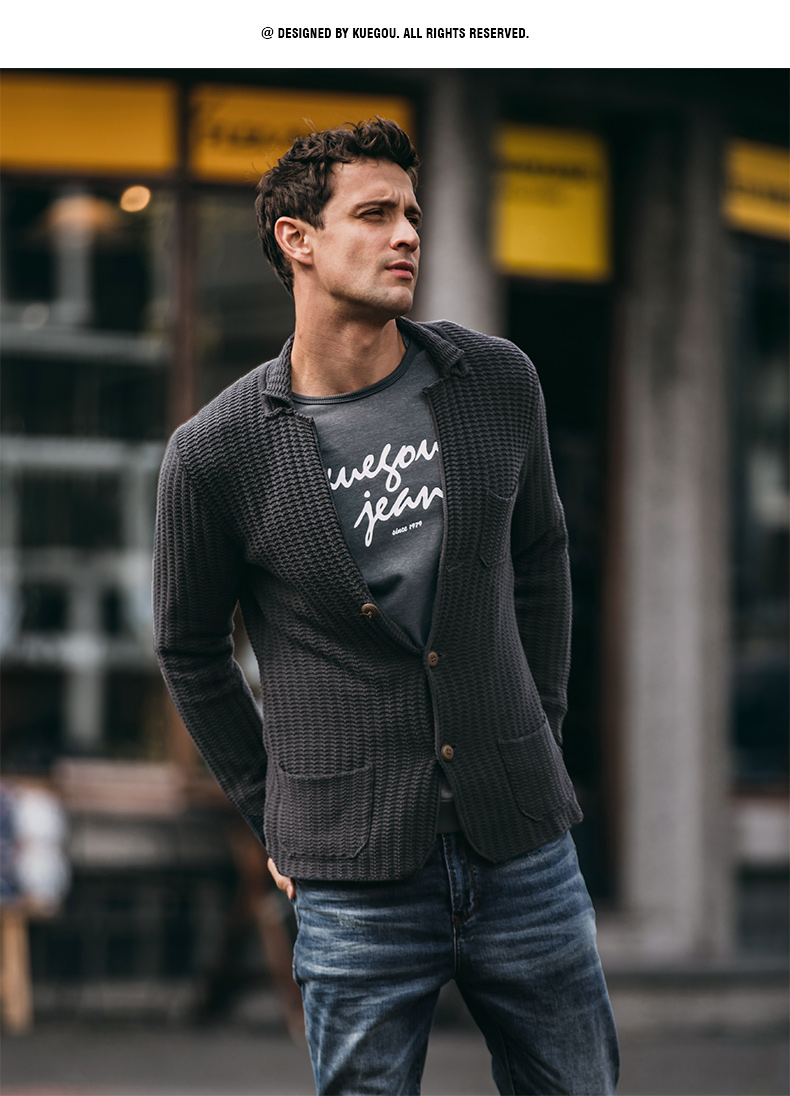 [Giải phóng mặt bằng] Áo len cardigan cho nam Áo len mùa thu Thời trang ve áo Áo len dệt kim Casual Áo khoác nam Tide 18219 phong cách thời trang nam