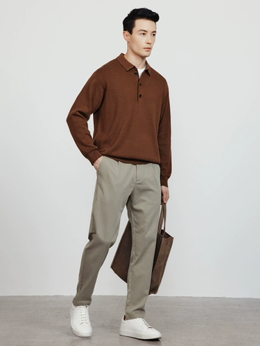 Шерстяная футболка polo, мужской трикотажный свитер для отдыха