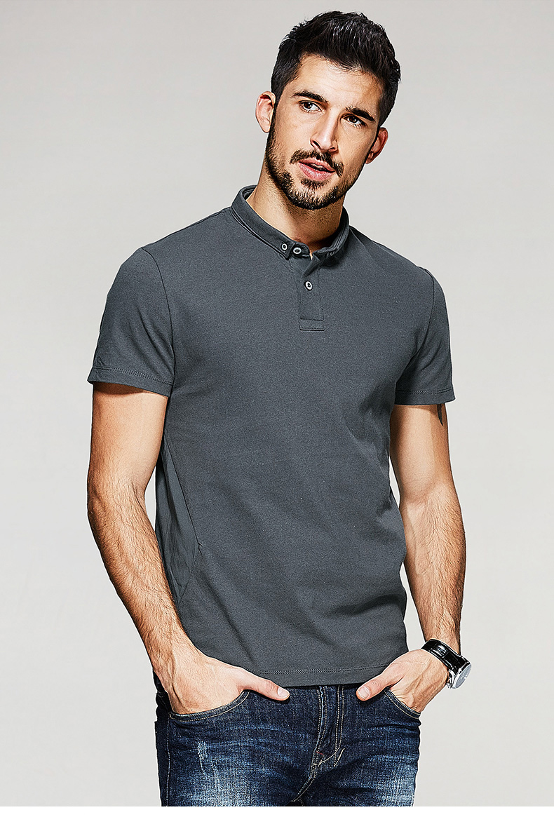 Quần áo mát nam ngắn tay áo polo nam mùa hè ve áo khâu Slim T-Shirt nam áo sơ mi xu hướng 9534