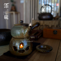  Japanese handmade coarse pottery tea stove Puer side handle Teapot Tea warmer Tea stove Tea Roasting Essential oil stove set Tea set