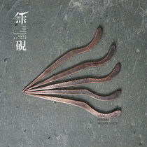 No inkstone pure handmade copper tea knife tea needle pure copper Puer tea cake opener non cast iron tea knife tea dial