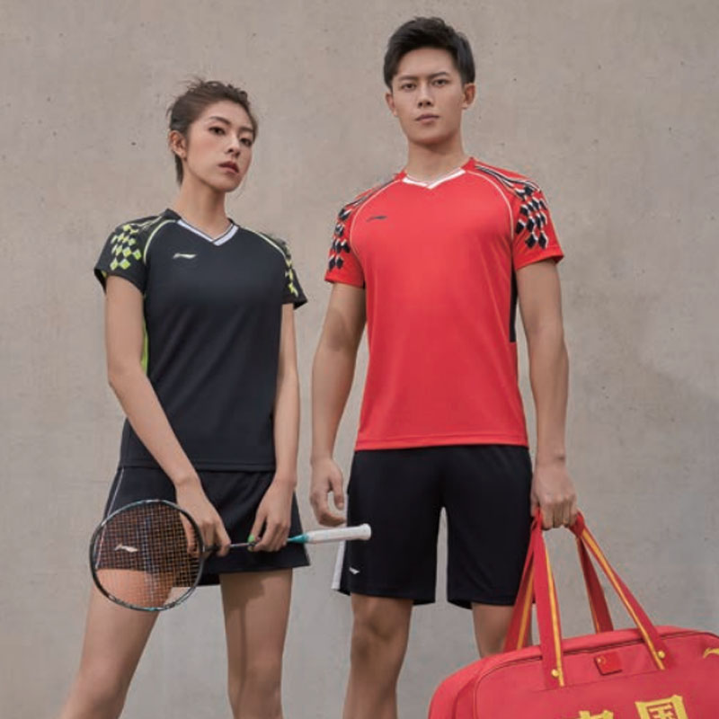 21 New China Li Ning men's and women's sports suit AATR003 004 fashion short-sleeved badminton couple suit
