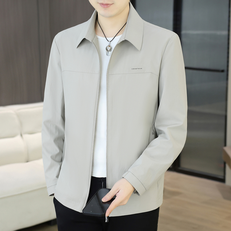 Giaseier Brand Spring Men's Lapel Jacket Casual Thin Zipper Simple Versatile Coat Men's Top
