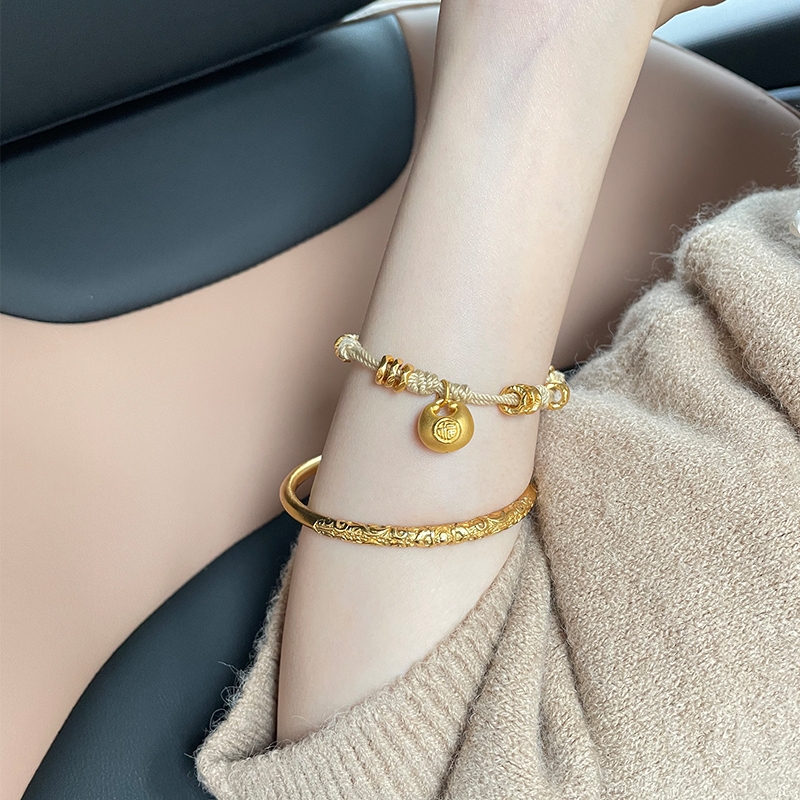 Sea Rover Gold Little Fat Fortune Bracelet for Women 2025 New Model 999 Pure Gold Handmade Braided Rope Gift for Girlfriend