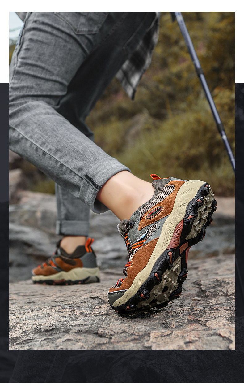 Outdoor men's spring and summer genuine leather waterproof, anti slip, wear-resistant hiking mountain sports shoes 3168 with 20_voghion.com