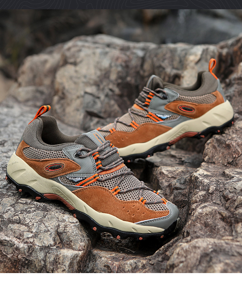 Outdoor men's spring and summer genuine leather waterproof, anti slip, wear-resistant hiking mountain sports shoes 3168 with 20_voghion.com