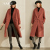 2019 Winter New Loose V Collar Coat dài AMII Minimalist thời trang Vintage len Double-Sided Coat nữ 