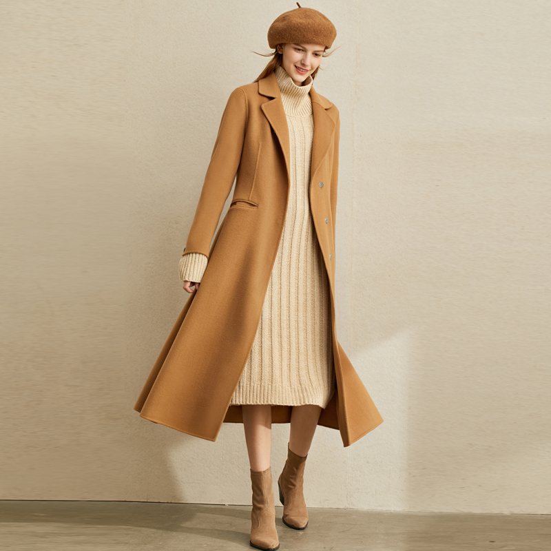 AMII Minimalist thời trang Vintage Anh Gió len Double-Sided 2020 Winter New Loose dài Coat Coat nữ