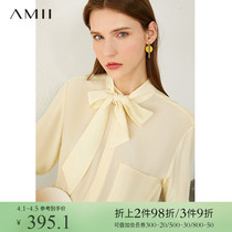 Amii5A genuine silk strap mulberry silk shirt 2022 spring dress new loose long sleeve shirt thin blouse woman