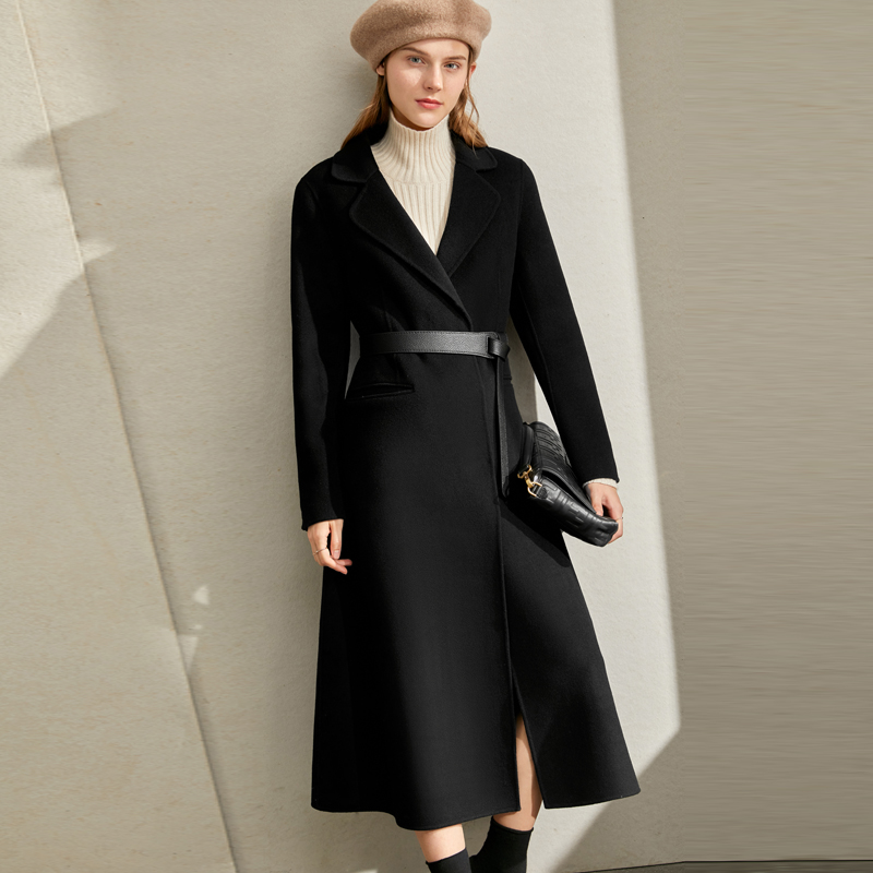 AMII Minimalist thời trang Vintage Anh Gió len Double-Sided 2020 Winter New Loose dài Coat Coat nữ